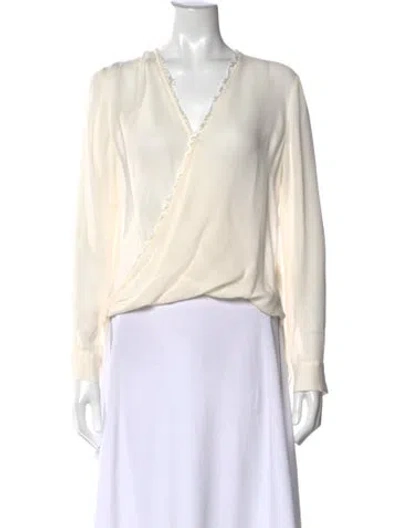 Pre-owned L'agence Silk V-neck Blouse In White