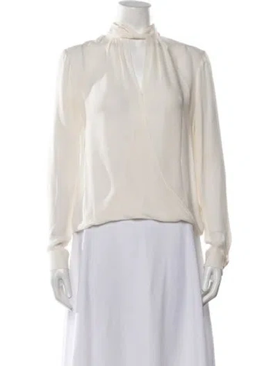 Pre-owned L'agence Silk V-neck Blouse In White