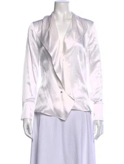 Pre-owned L'agence Silk V-neck Blouse In White