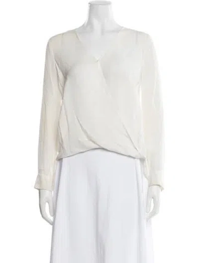 Pre-owned L'agence Silk V-neck Blouse In White
