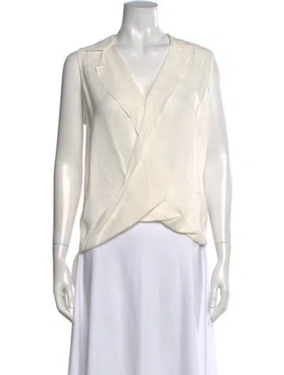 Pre-owned L'agence Silk V-neck Blouse In White