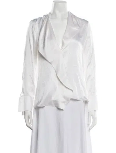 Pre-owned L'agence Silk V-neck Blouse In White