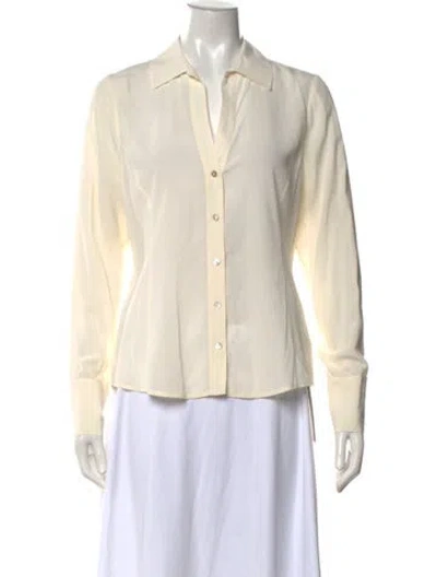 Pre-owned L'agence Silk V-neck Blouse In White