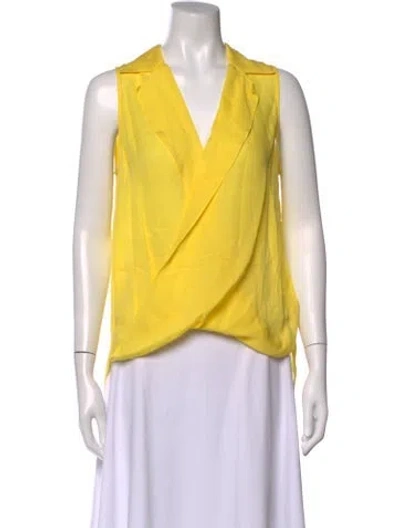 Pre-owned L'agence Silk V-neck Blouse In Yellow