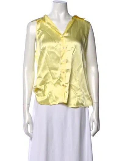 Pre-owned L'agence Silk V-neck Blouse In Yellow