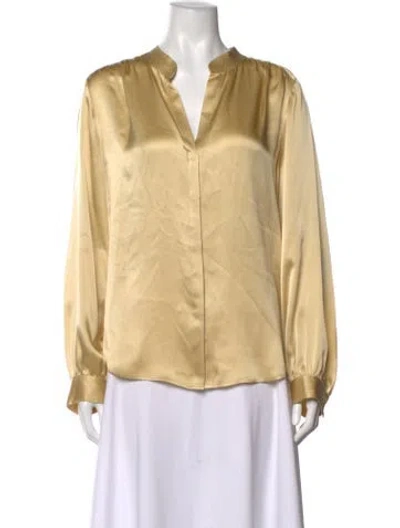 Pre-owned L'agence Silk V-neck Blouse In Yellow
