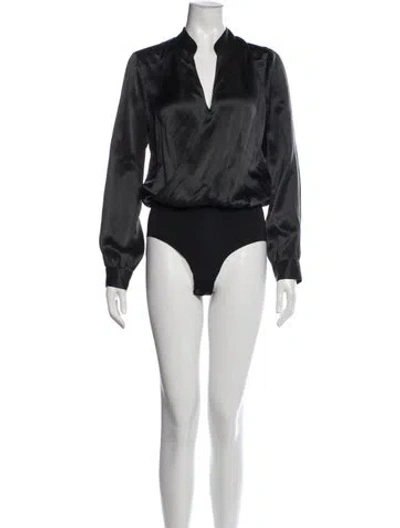 Pre-owned L'agence Silk V-neck Bodysuit In Neutral