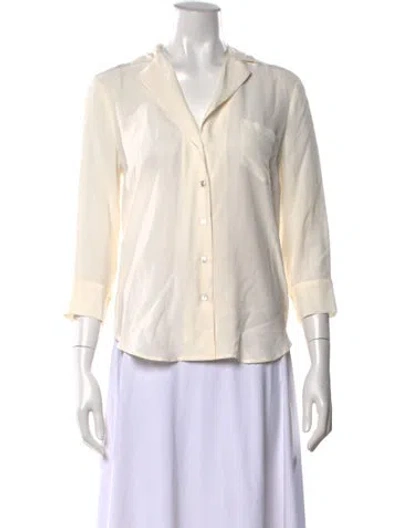Pre-owned L'agence Silk V-neck Button-up Top In Neutral