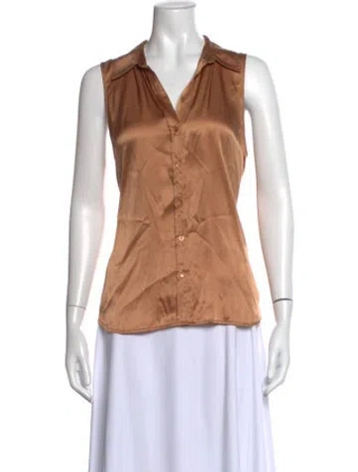 Pre-owned L'agence Silk V-neck Button-up Top In Neutral