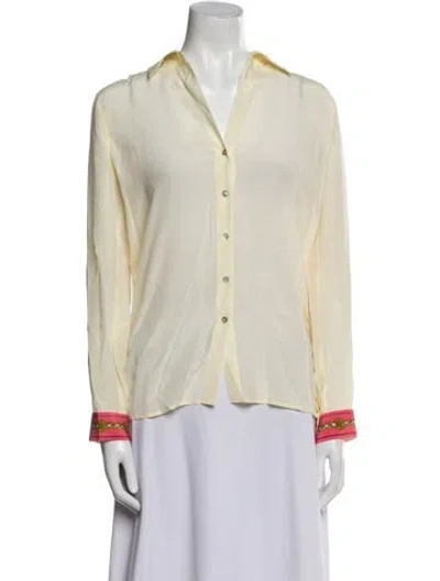 Pre-owned L'agence Silk V-neck Button-up Top W/ Tags In White