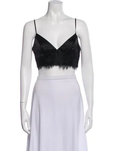 Pre-owned L'agence Silk V-neck Crop Top W/ Tags In Black