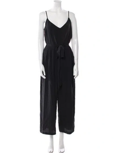 Pre-owned L'agence Silk V-neck Jumpsuit In Black