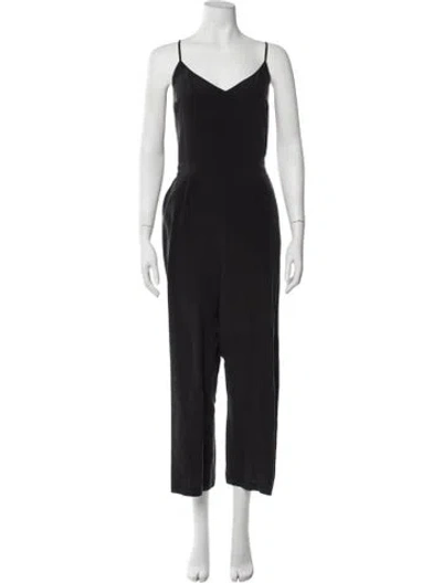 Pre-owned L'agence Silk V-neck Jumpsuit In Black