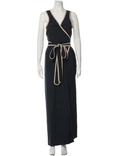Pre-owned L'agence Silk V-neck Jumpsuit In Black