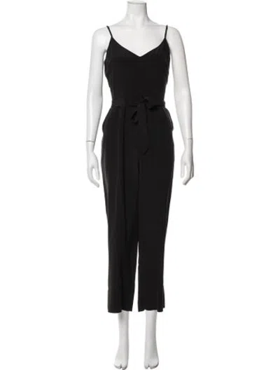 Pre-owned L'agence Silk V-neck Jumpsuit In Black