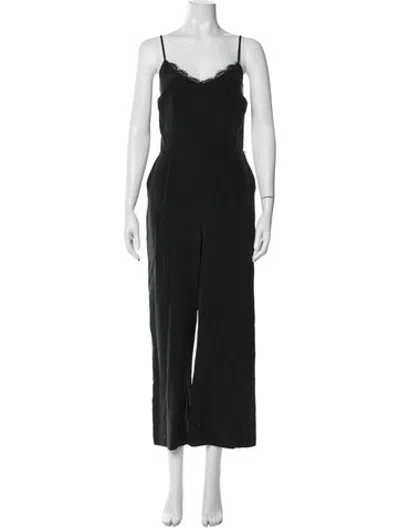 Pre-owned L'agence Silk V-neck Jumpsuit In Black