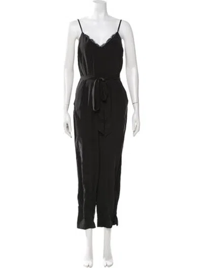 Pre-owned L'agence Silk V-neck Jumpsuit In Black