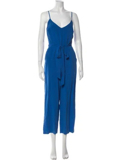 Pre-owned L'agence Silk V-neck Jumpsuit In Blue