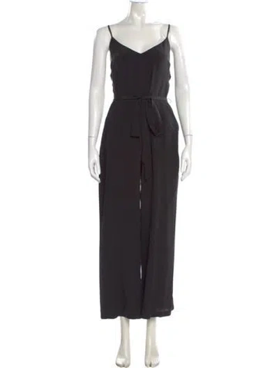 Pre-owned L'agence Silk V-neck Jumpsuit In Gray
