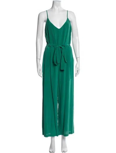 Pre-owned L'agence Silk V-neck Jumpsuit In Green