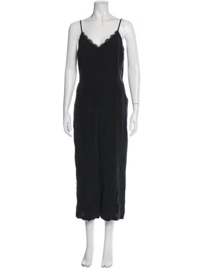 Pre-owned L'agence Silk V-neck Jumpsuit In Grey