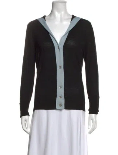 Pre-owned L'agence Silk V-neck Sweater In Black
