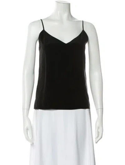 Pre-owned L'agence Silk V-neck Top In Black