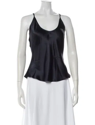 Pre-owned L'agence Silk V-neck Top In Black