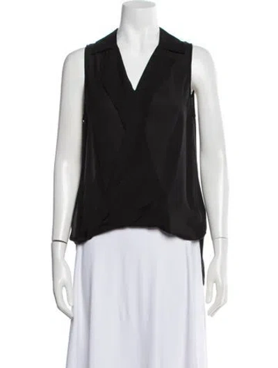 Pre-owned L'agence Silk V-neck Top In Black