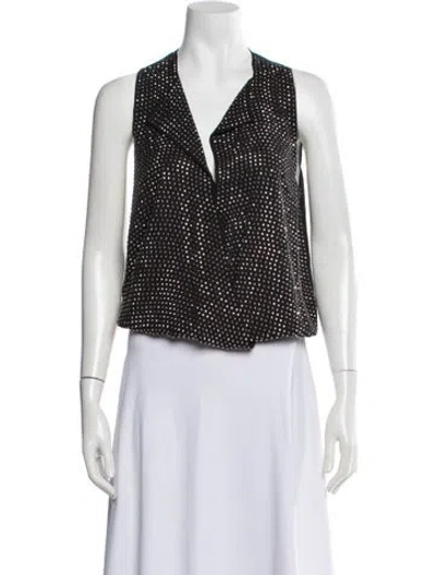 Pre-owned L'agence Silk V-neck Top In Black