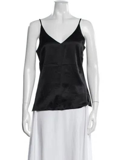 Pre-owned L'agence Silk V-neck Top In Black