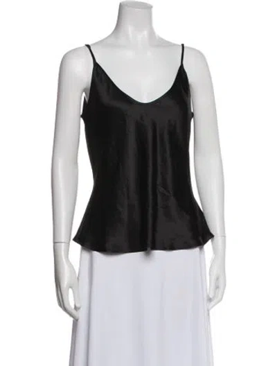 Pre-owned L'agence Silk V-neck Top In Black