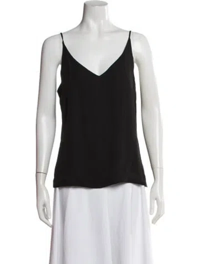 Pre-owned L'agence Silk V-neck Top In Black