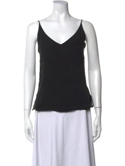 Pre-owned L'agence Silk V-neck Top In Black
