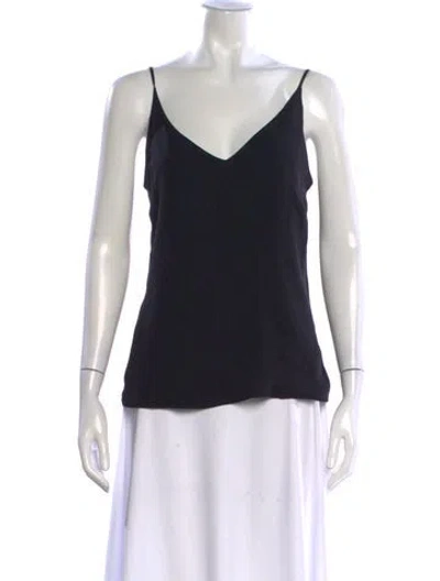 Pre-owned L'agence Silk V-neck Top In Blue