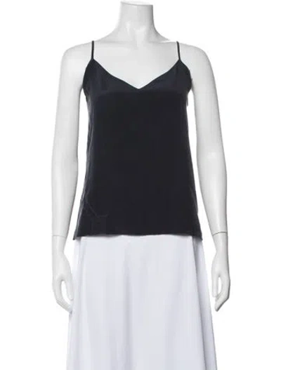 Pre-owned L'agence Silk V-neck Top In Blue