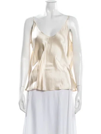 Pre-owned L'agence Silk V-neck Top In Neutral