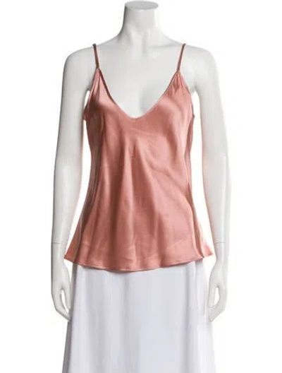 Pre-owned L'agence Silk V-neck Top In Pink