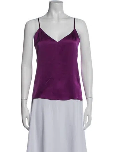 Pre-owned L'agence Silk V-neck Top In Purple