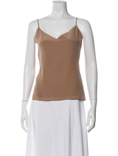Pre-owned L'agence Silk V-neck Top W/ Tags In Neutral