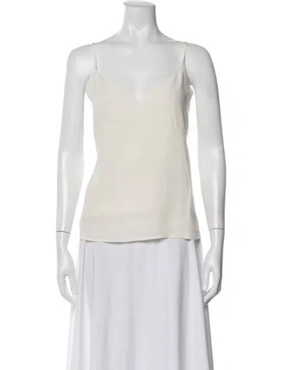 Pre-owned L'agence Silk V-neck Top In White
