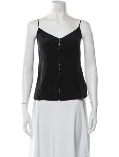 Pre-owned L'agence Silk V-neck Top In White