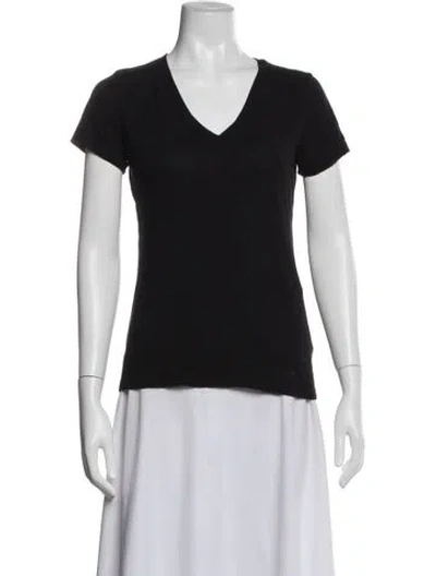 Pre-owned L'agence Silk V-neck T-shirt In Black