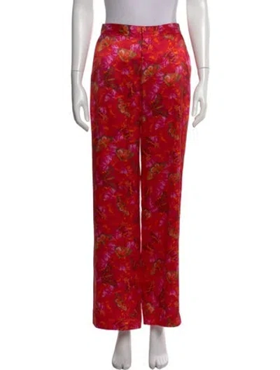Pre-owned L'agence Silk Wide Leg Pants In Red