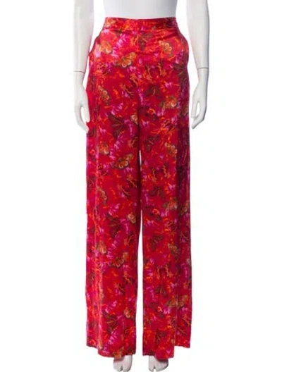 Pre-owned L'agence Silk Wide Leg Pants In Red