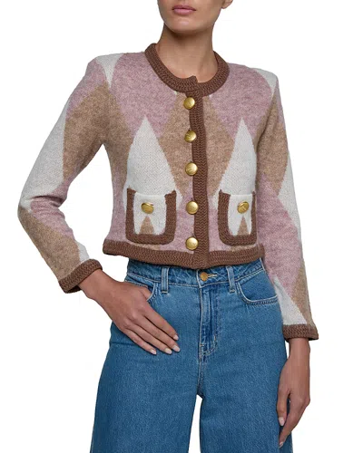 L'AGENCE L'AGENCE SIOBHAN FUZZY ARGYLE CARDIGAN SWEATER
