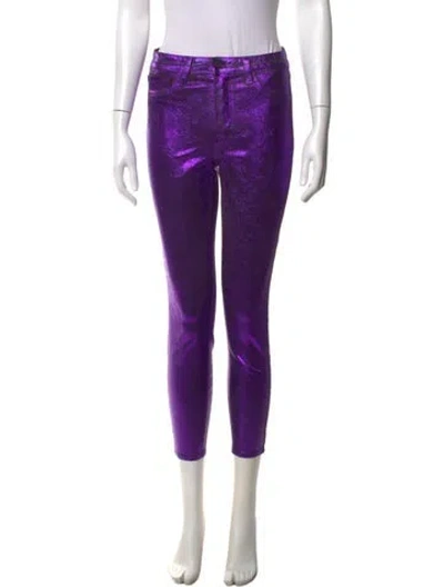 Pre-owned L'agence Skinny Leg Pants In Metallic/purple