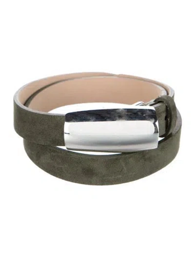Pre-owned L'agence Skinny Suede Belt In Green