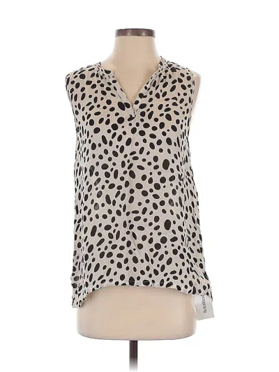 Pre-owned L'agence Sleeveless Silk Top Ivory Animal Print Pattern V-neck Tops In White