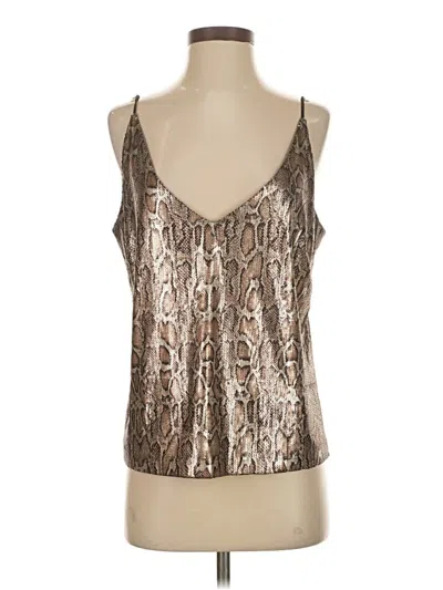 Pre-owned L'agence Sleeveless Top Tan Metallic Pattern Scoop Neck Tops In Brown